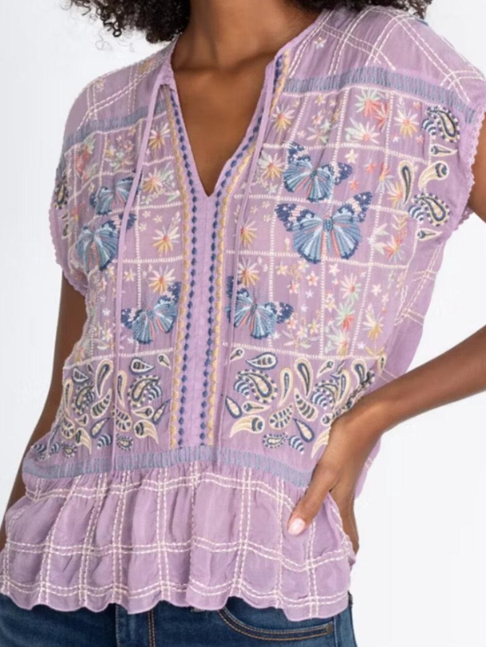 Johnny Was Paise Blouse Purple Size M Women